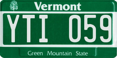 VT license plate YTI059