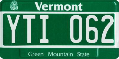 VT license plate YTI062