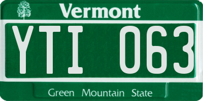 VT license plate YTI063