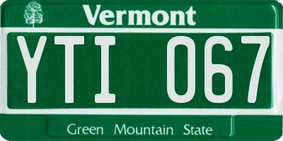 VT license plate YTI067