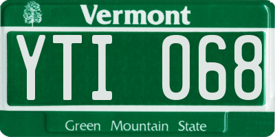 VT license plate YTI068
