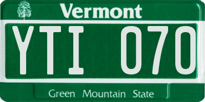 VT license plate YTI070