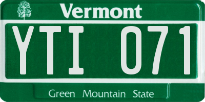 VT license plate YTI071