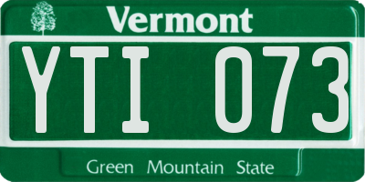 VT license plate YTI073