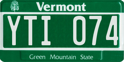 VT license plate YTI074