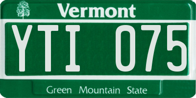 VT license plate YTI075