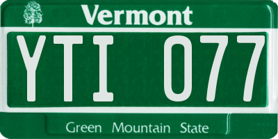 VT license plate YTI077