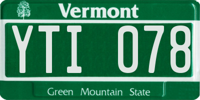 VT license plate YTI078