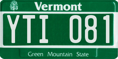 VT license plate YTI081