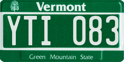 VT license plate YTI083