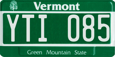 VT license plate YTI085
