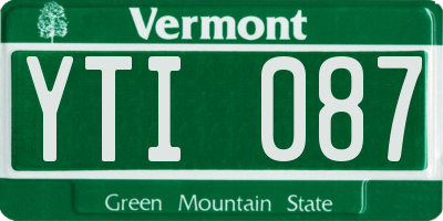 VT license plate YTI087