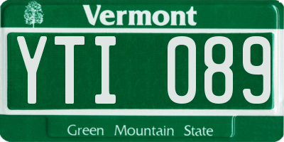 VT license plate YTI089