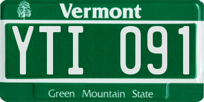 VT license plate YTI091
