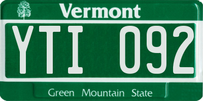 VT license plate YTI092