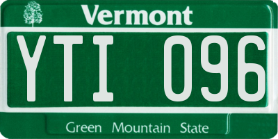 VT license plate YTI096