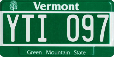 VT license plate YTI097