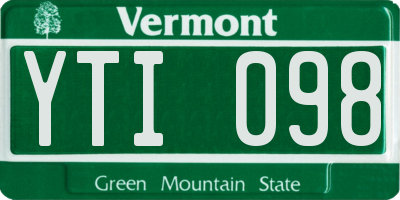 VT license plate YTI098