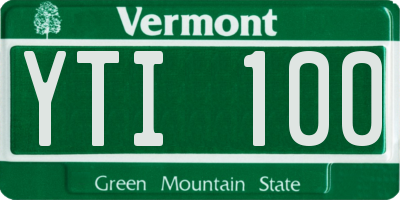 VT license plate YTI100