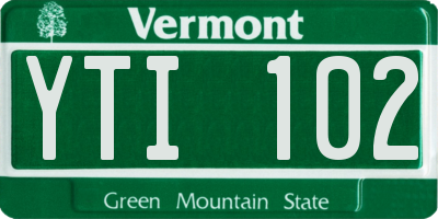 VT license plate YTI102