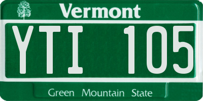 VT license plate YTI105