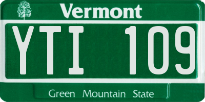 VT license plate YTI109