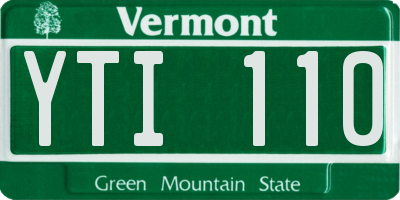 VT license plate YTI110
