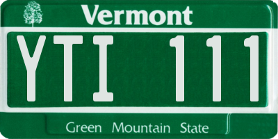 VT license plate YTI111
