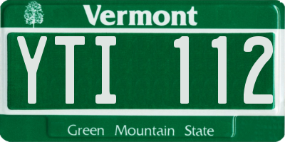 VT license plate YTI112