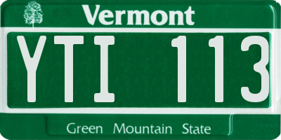 VT license plate YTI113