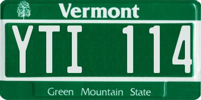 VT license plate YTI114