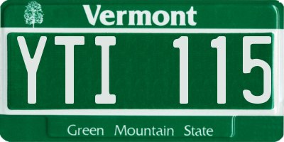 VT license plate YTI115