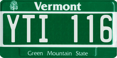 VT license plate YTI116
