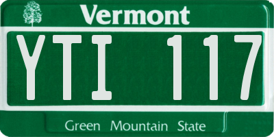 VT license plate YTI117