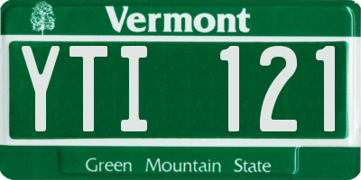 VT license plate YTI121