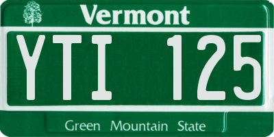VT license plate YTI125