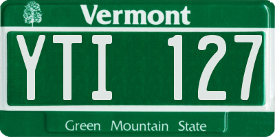 VT license plate YTI127