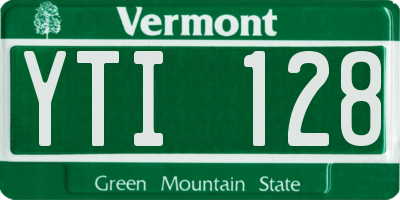 VT license plate YTI128