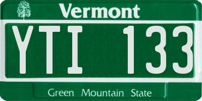 VT license plate YTI133
