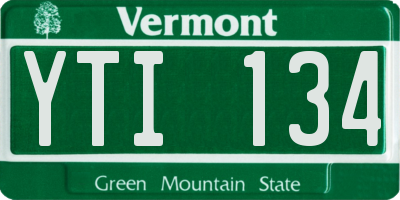 VT license plate YTI134