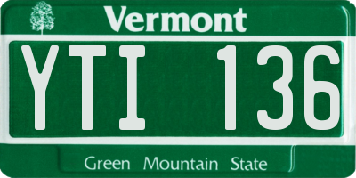 VT license plate YTI136