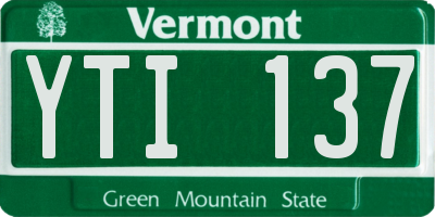 VT license plate YTI137