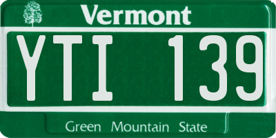 VT license plate YTI139