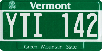 VT license plate YTI142