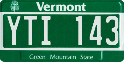 VT license plate YTI143