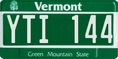 VT license plate YTI144