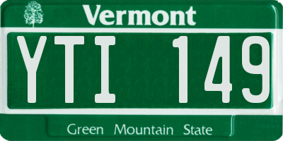 VT license plate YTI149