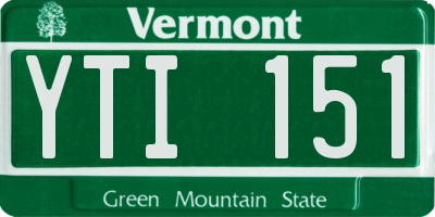 VT license plate YTI151