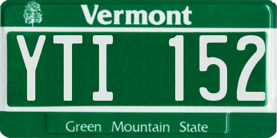 VT license plate YTI152