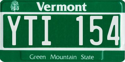 VT license plate YTI154